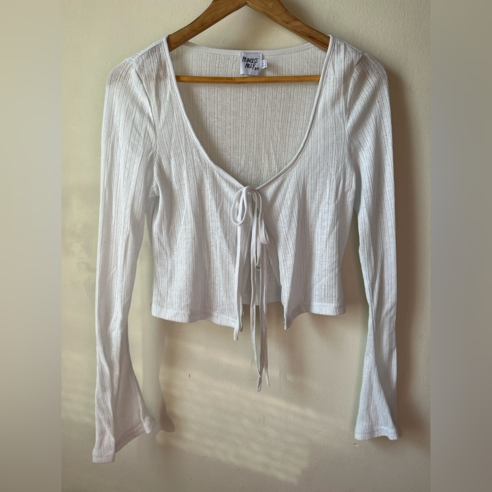 Princess Polly Blue Tie-Front Crop Top